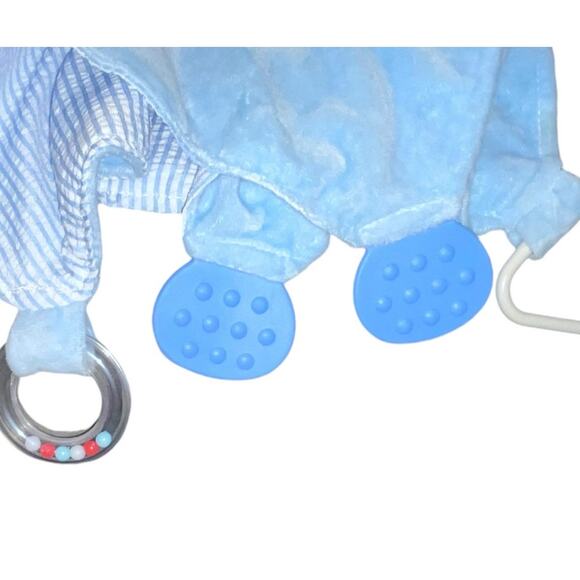 12" Modern Baby Lovey Bunny Rabbit Security Snuggle Blanket Rattle Shower Gift - Picture 6 of 13